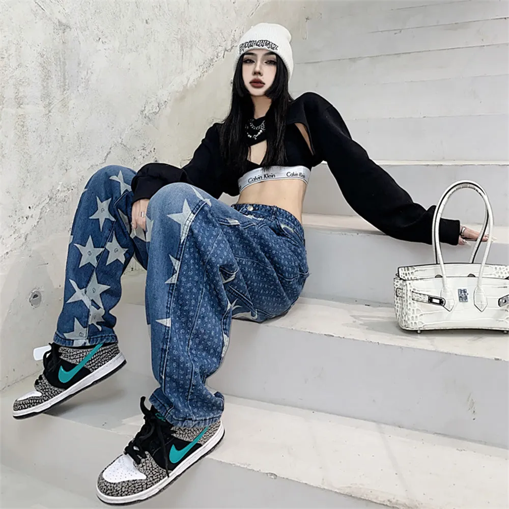 Hip Hop Stars Woven Panel Jeans