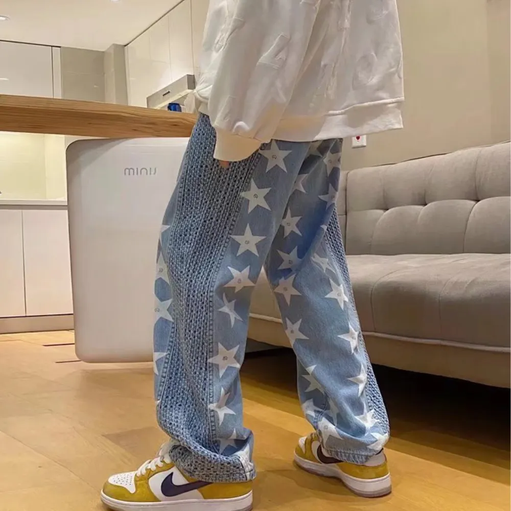 Hip Hop Stars Woven Panel Jeans