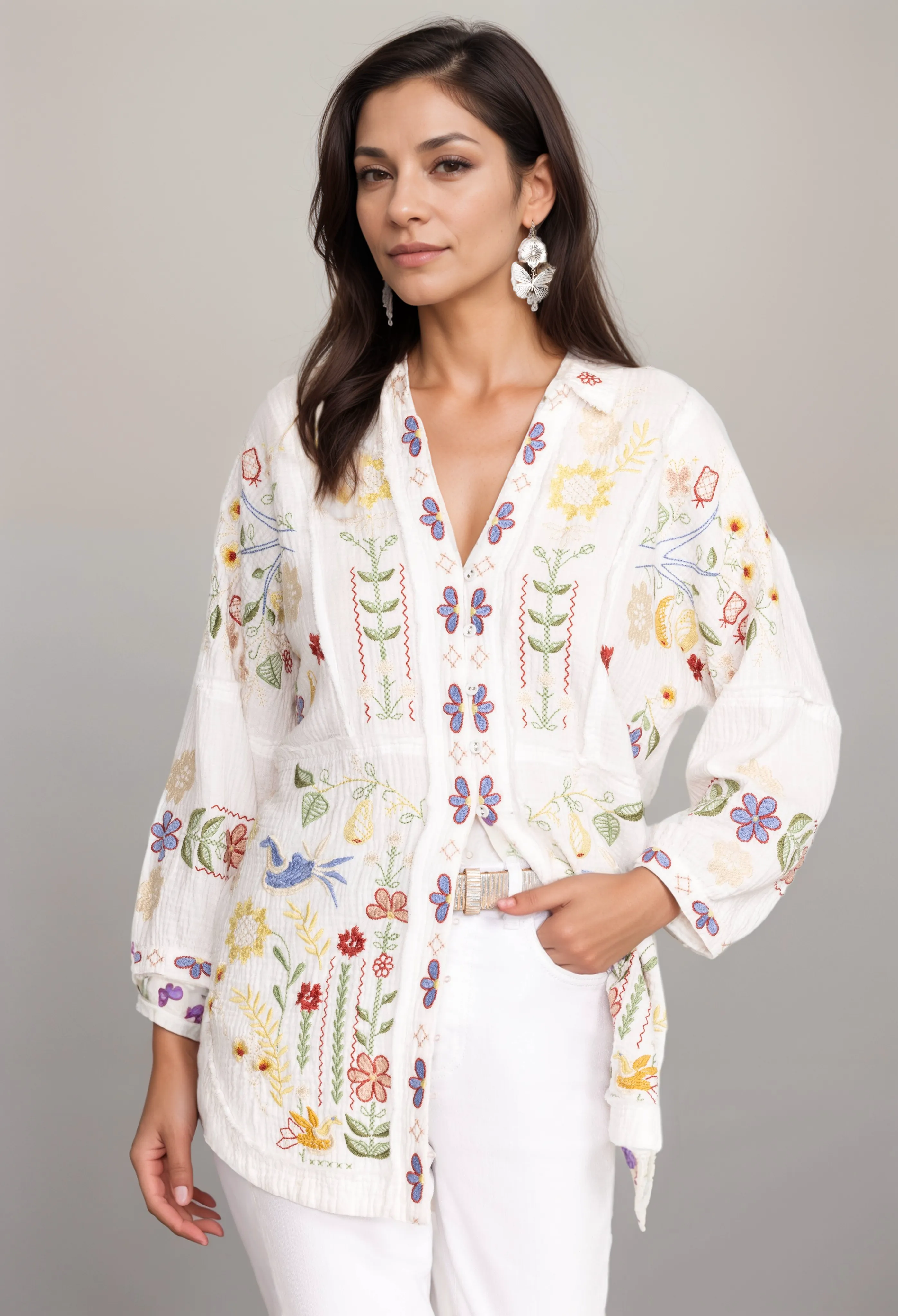 Johnny Was Biya Felicity Tunic with Rounded Hem B24324 Boho Chic