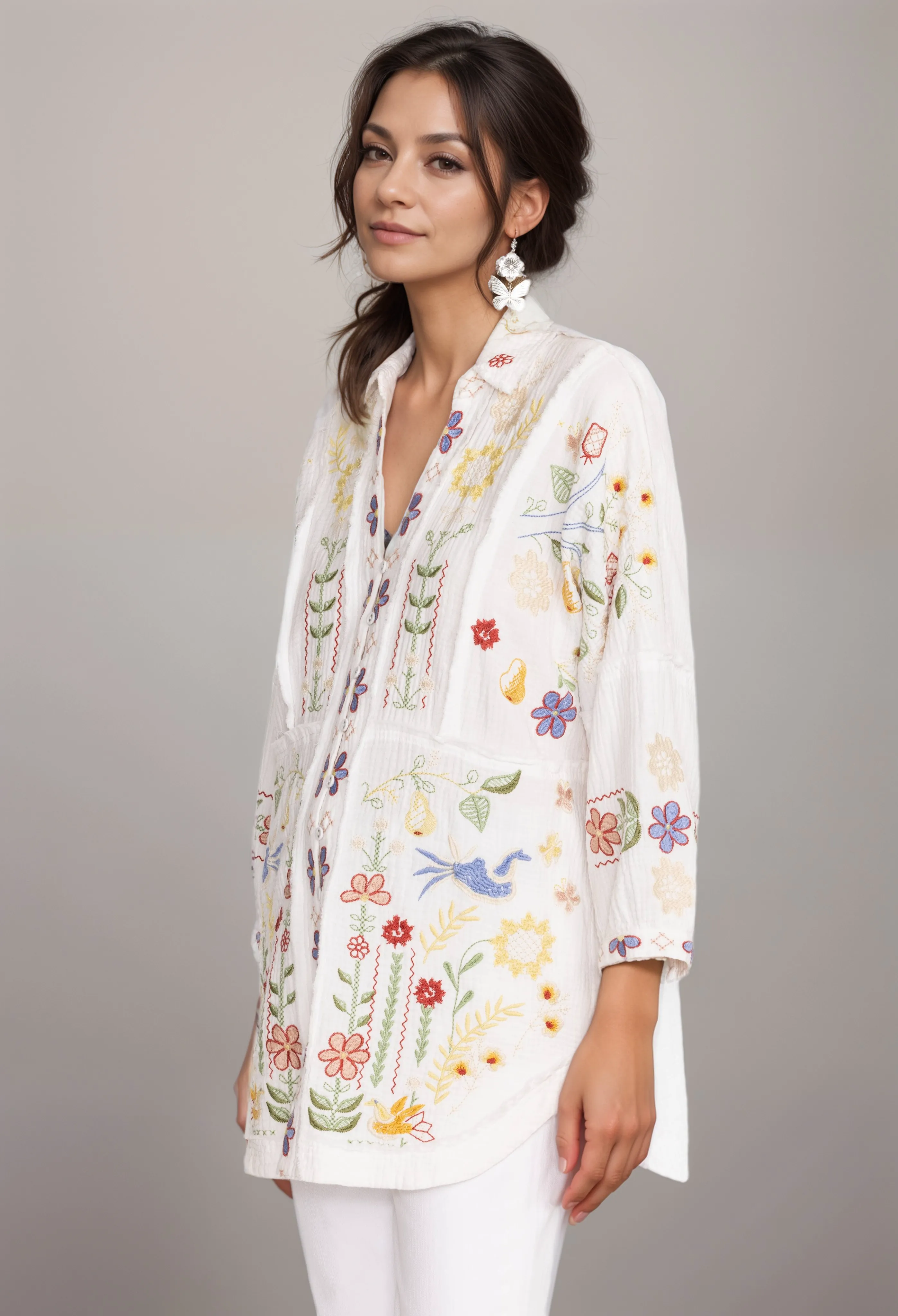 Johnny Was Biya Felicity Tunic with Rounded Hem B24324 Boho Chic