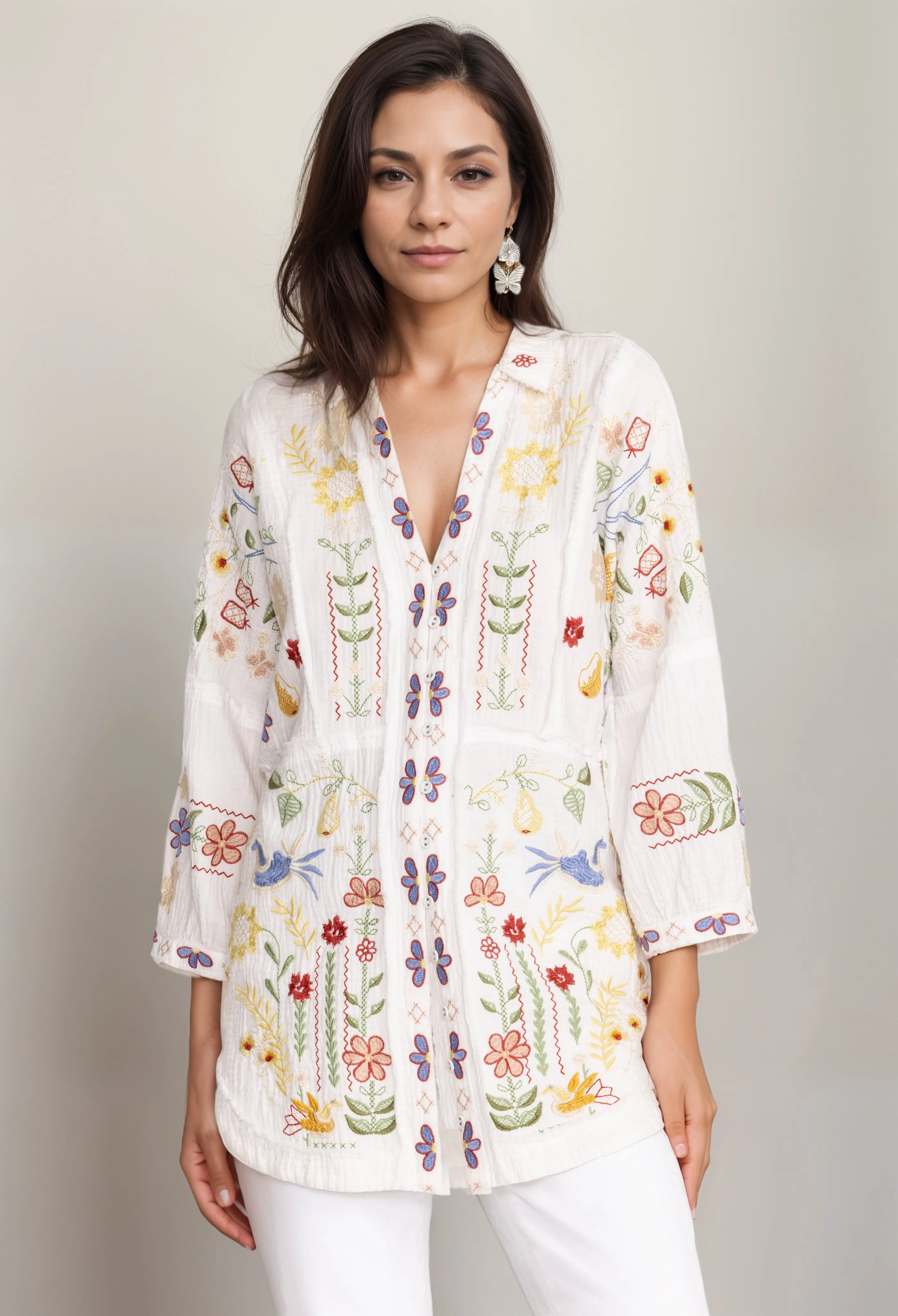 Johnny Was Biya Felicity Tunic with Rounded Hem B24324 Boho Chic