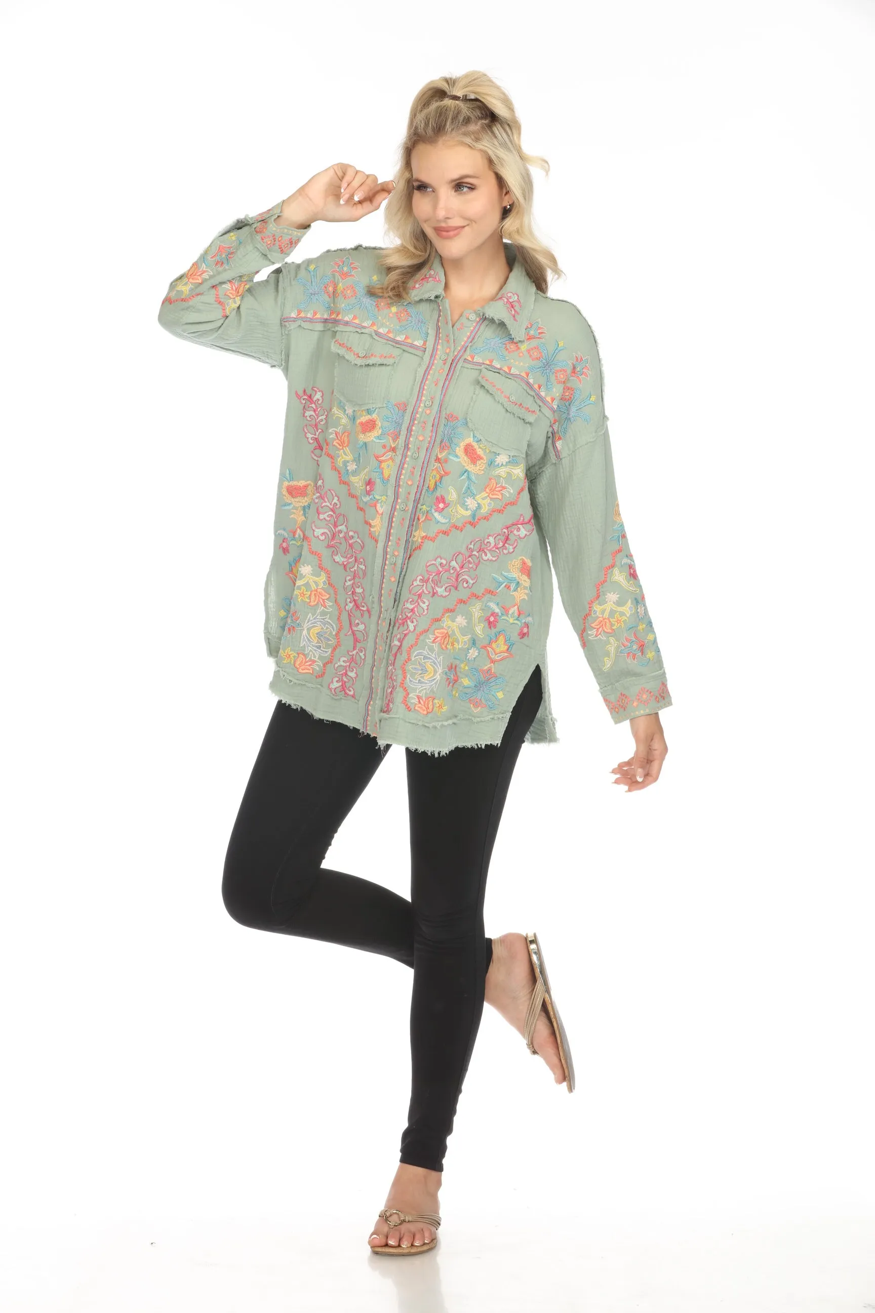 Johnny Was Biya Toyah Button-Down Blouse B13124 Boho Chic