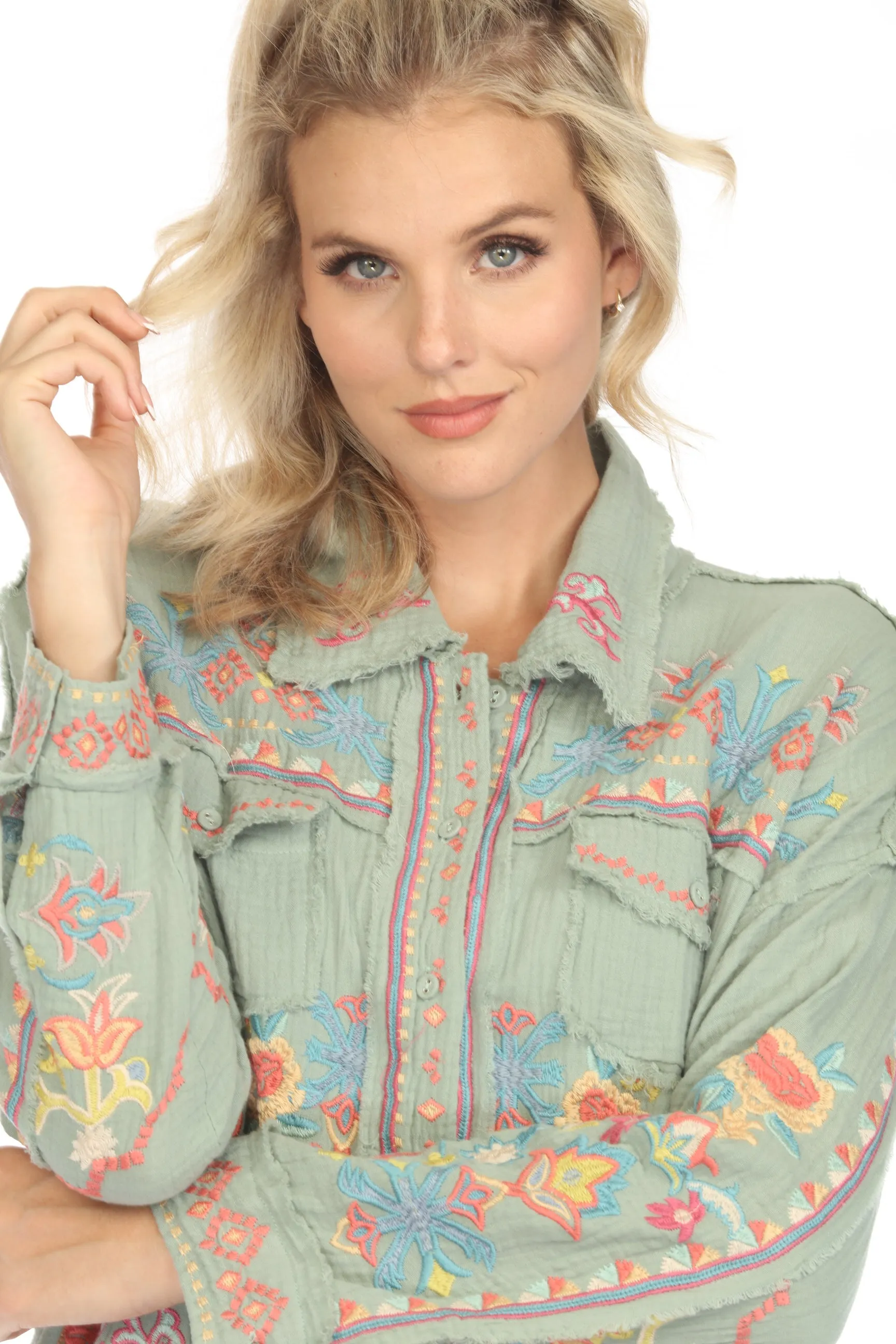 Johnny Was Biya Toyah Button-Down Blouse B13124 Boho Chic