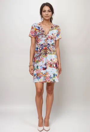 Johnny Was Cannes Print Janie Favorite Twist Front Swing Dress T36324 Boho Chic