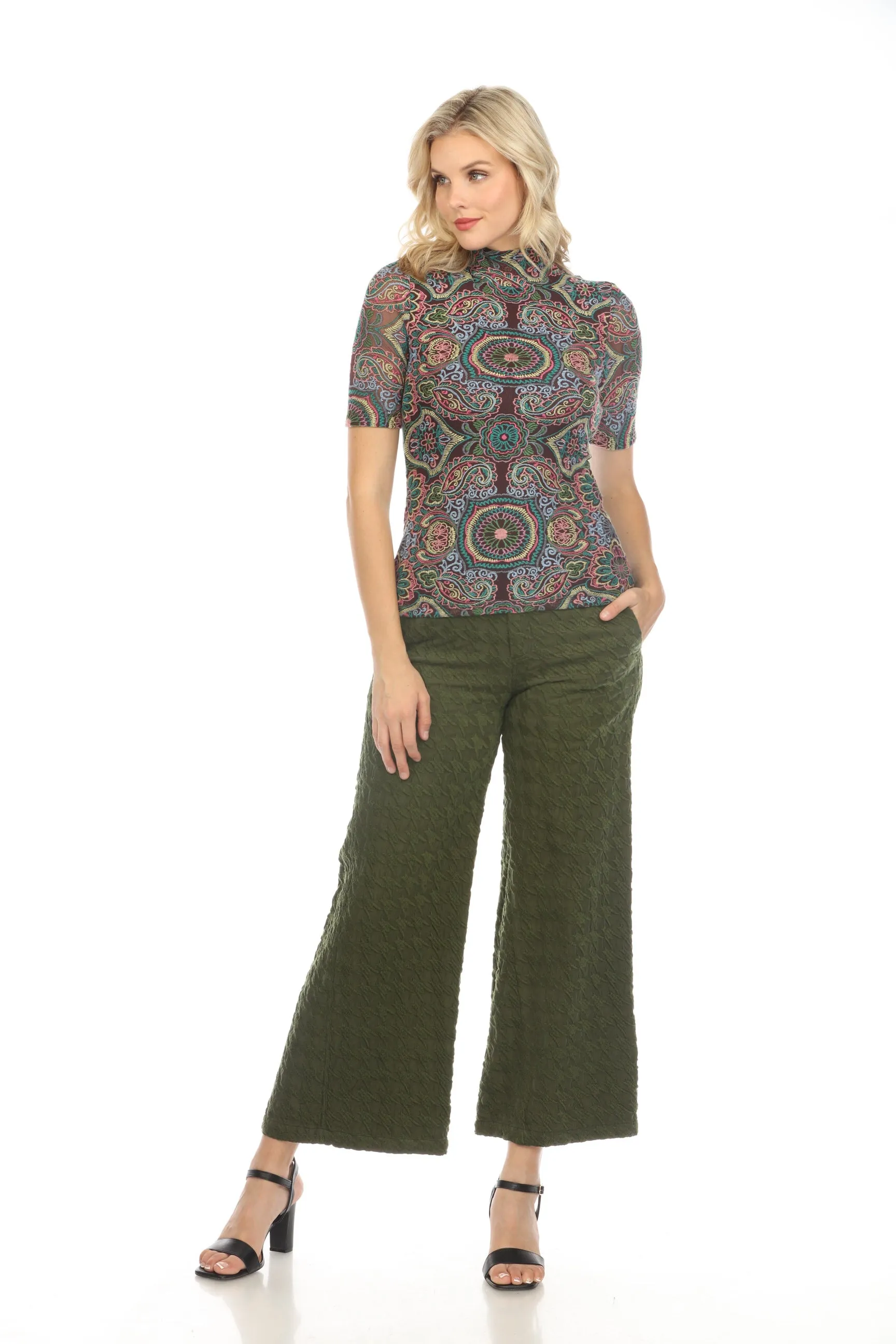 Johnny Was Love Ambrosia Embroidered Mesh Tee Boho Chic L18923