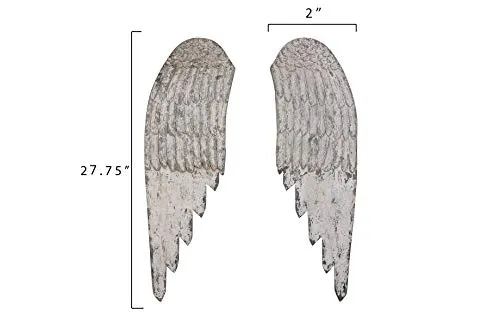 Large Decorative Wood Wall Angel Wings in Distressed Cream by Creative Co-op