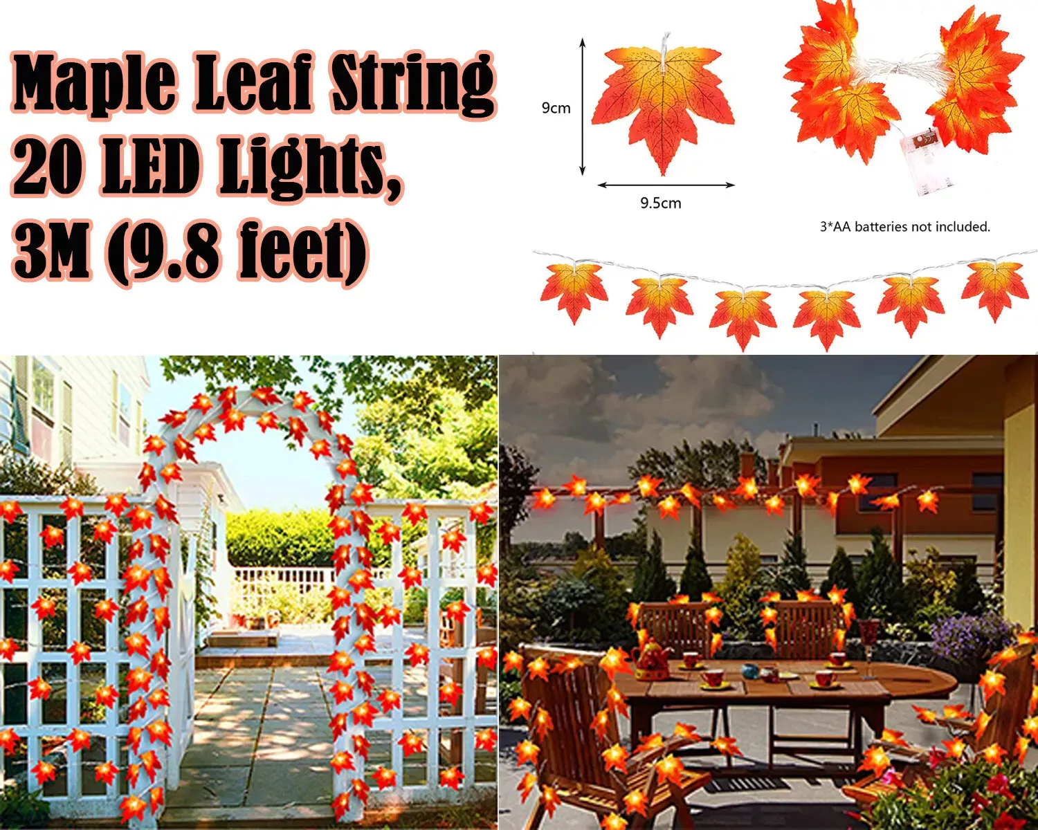 LED Lights Maple Leaves 3M/6M