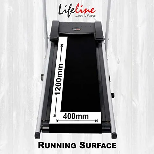 Life Line Fitness LT-201 Foldable Manual Treadmill for Home Gym Exercise with Cardio Weight Loss Gym Workout at Home, 2 Level Inclination (LT-201, Silver, Black)