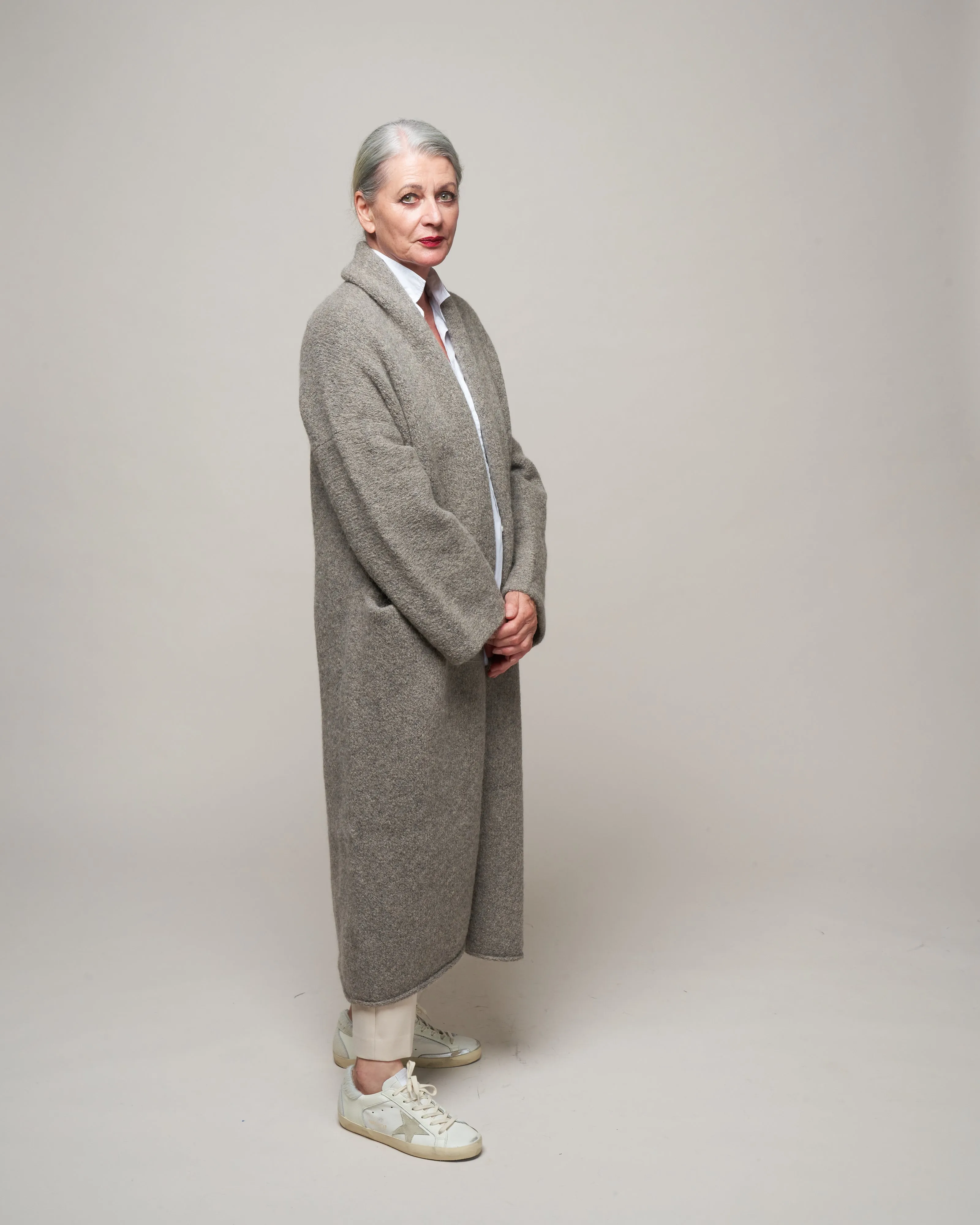 long shawl cardigan - rock