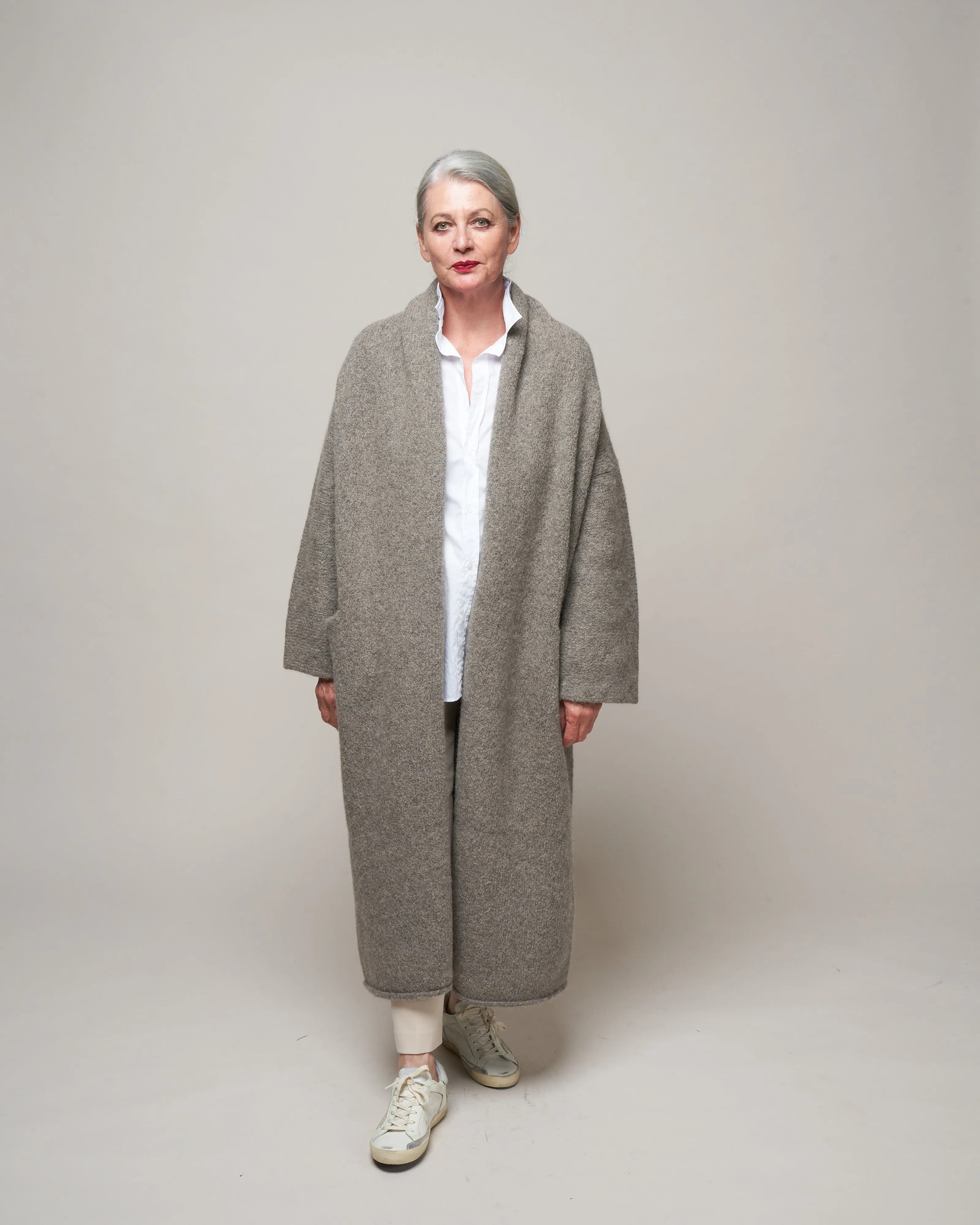 long shawl cardigan - rock