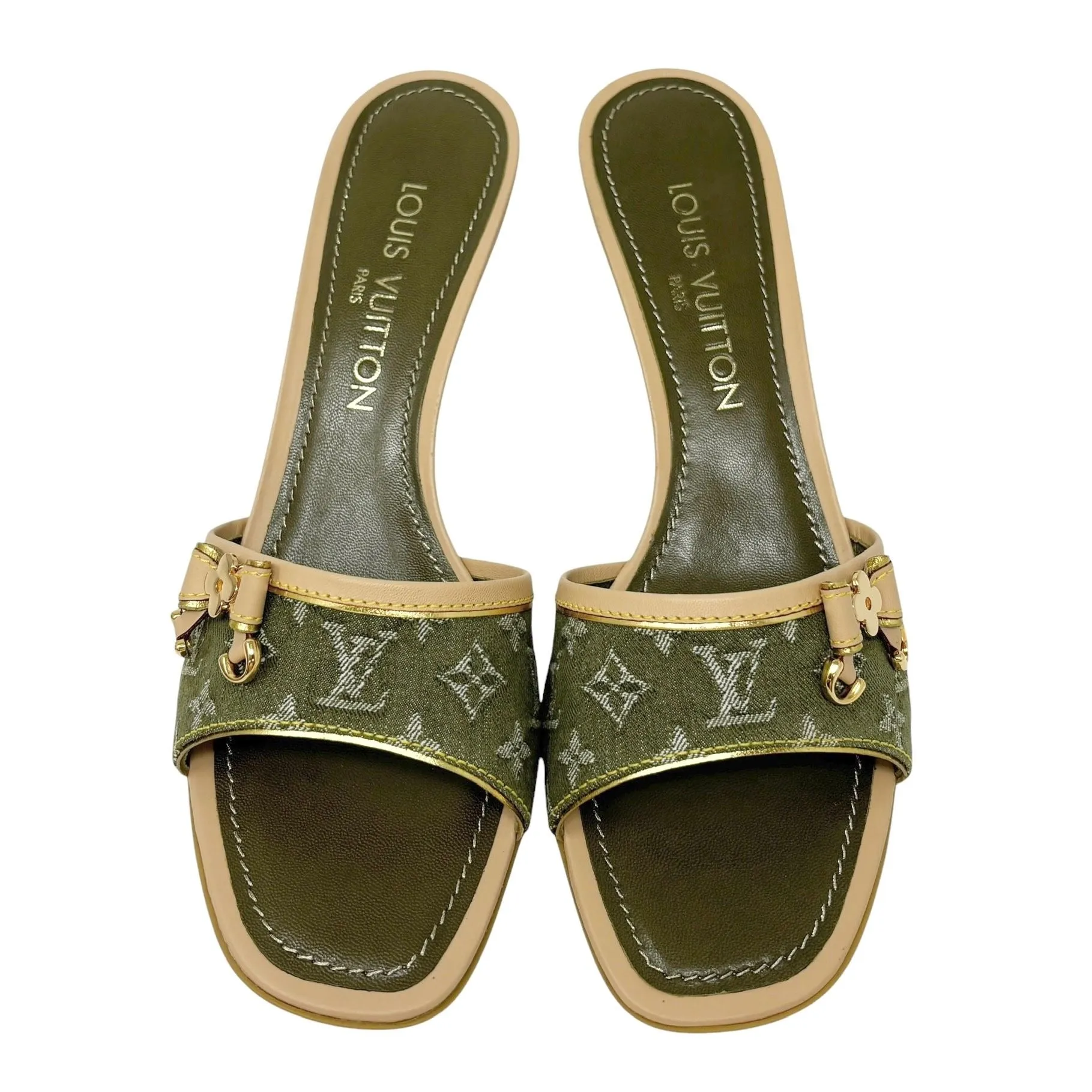 Louis Vuitton Olive Denim Kitten Heels