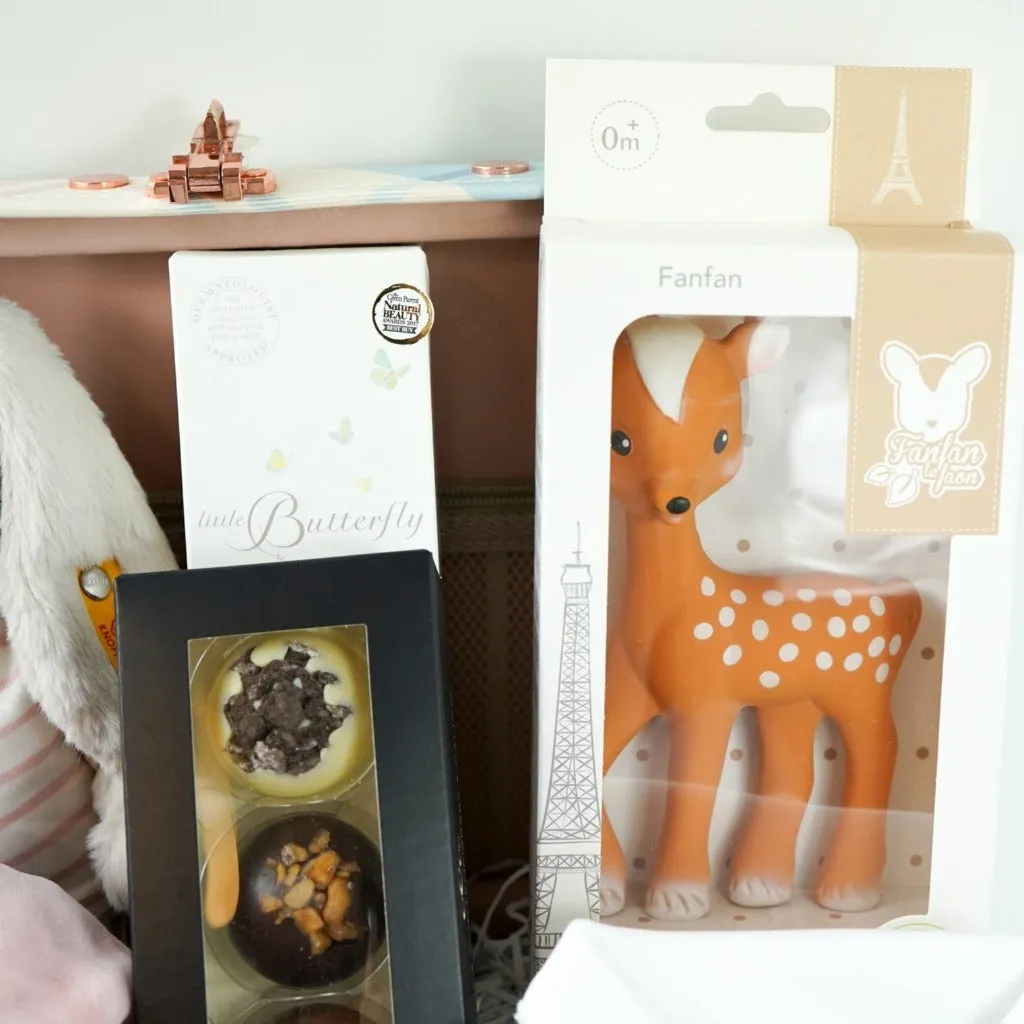 Luxury Baby Keepsake Hamper, Luxury Baby Girl Clothing Set, Steiff Bunny