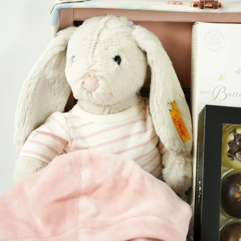 Luxury Baby Keepsake Hamper, Luxury Baby Girl Clothing Set, Steiff Bunny