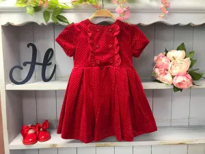 Mayoral Red Velvet Sparkle Dress