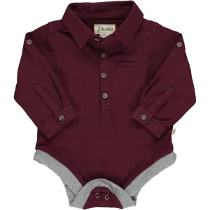 Me & Henry Jasper Woven Onesie - Burgundy