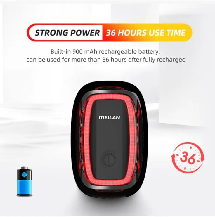 Meilan X6 Smart Bicycle Rear Tail Brake Light LED