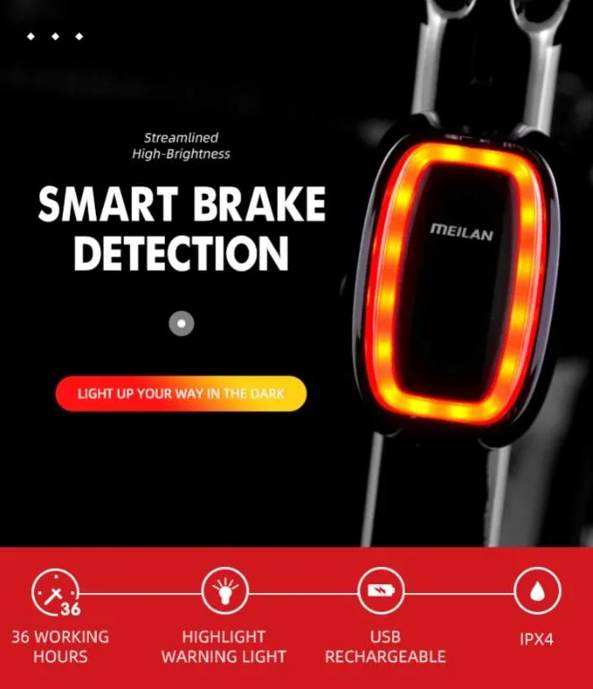 Meilan X6 Smart Bicycle Rear Tail Brake Light LED