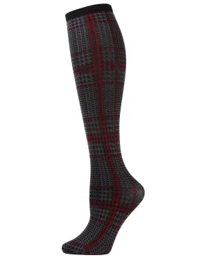 MEMOI MFF02198 CHECK ME OUT KNEE HIGH BLACK/RED