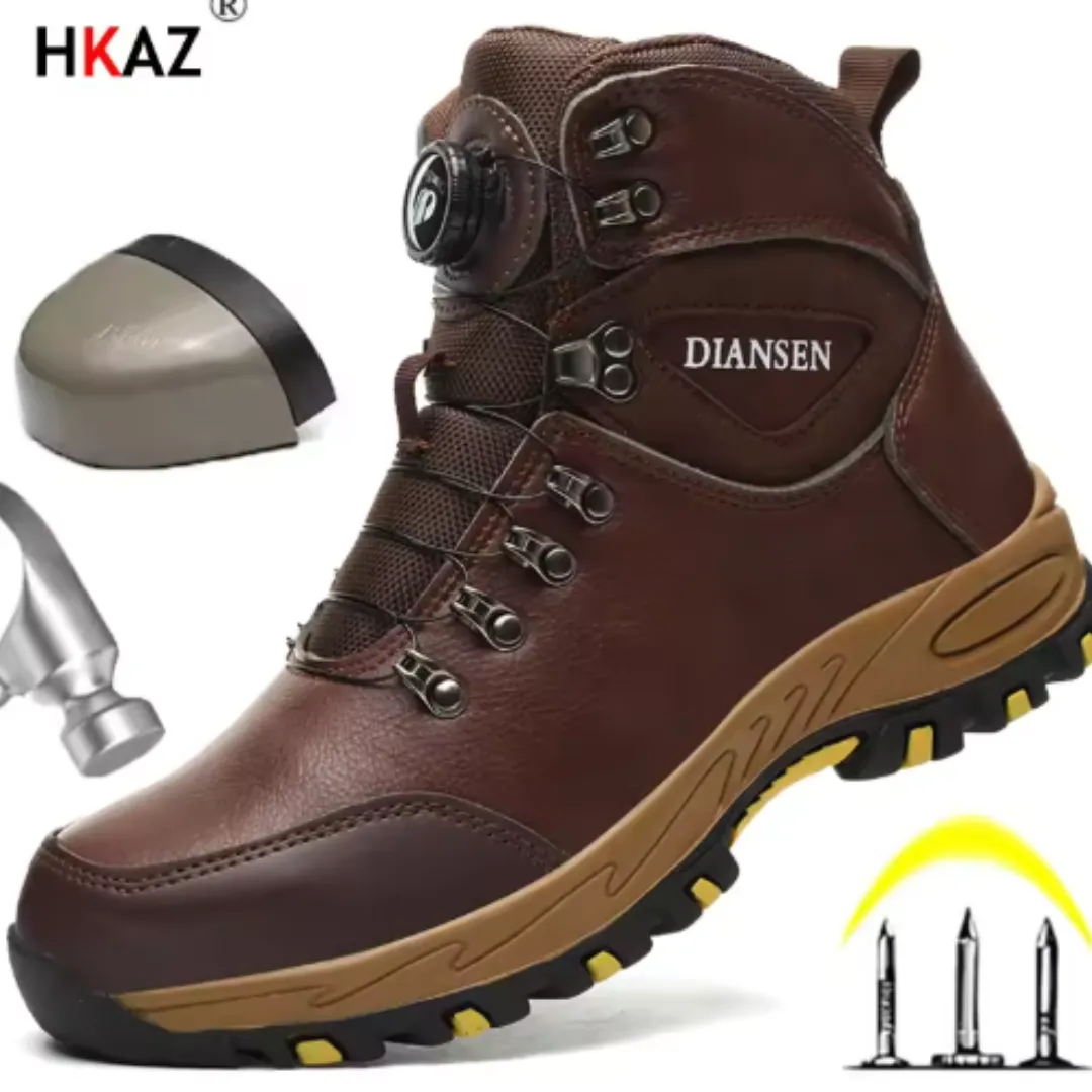 Men's Durable Non-Slip Protective Leather Safety Boots