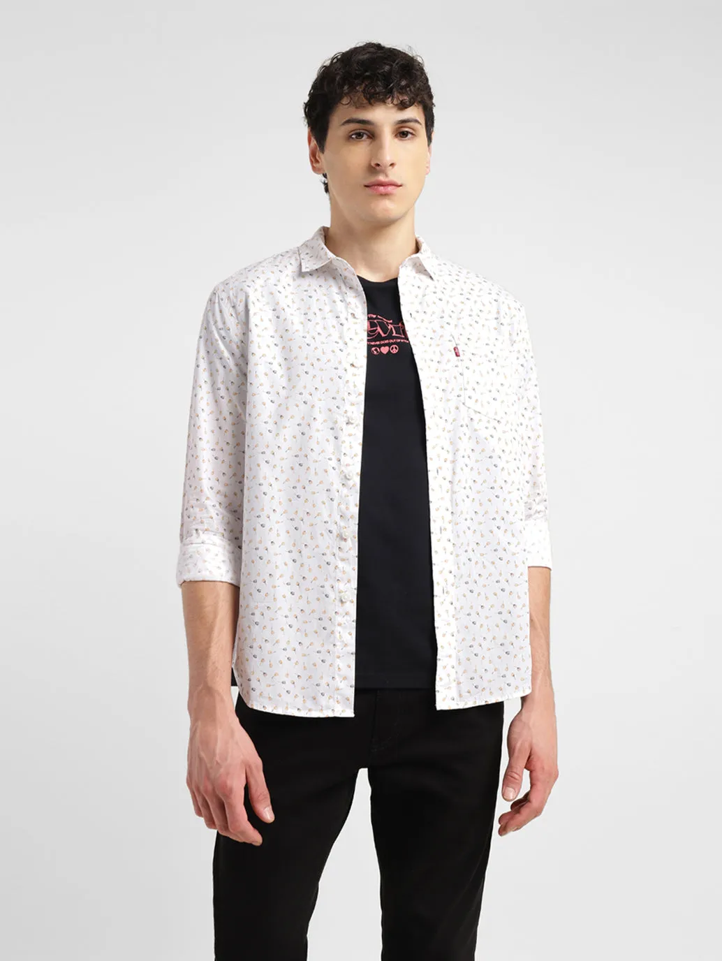 Men's Geometric Print Slim Fit Shirt