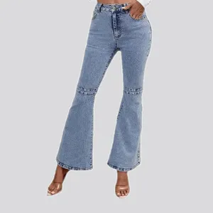 Mid rise light pattern jeans for women