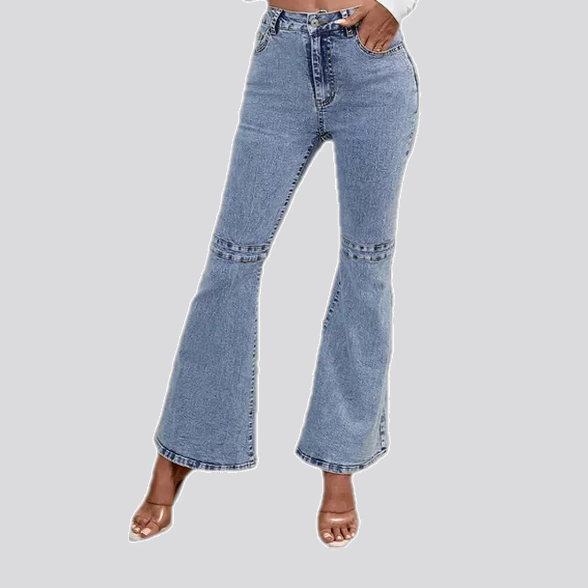 Mid rise light pattern jeans for women