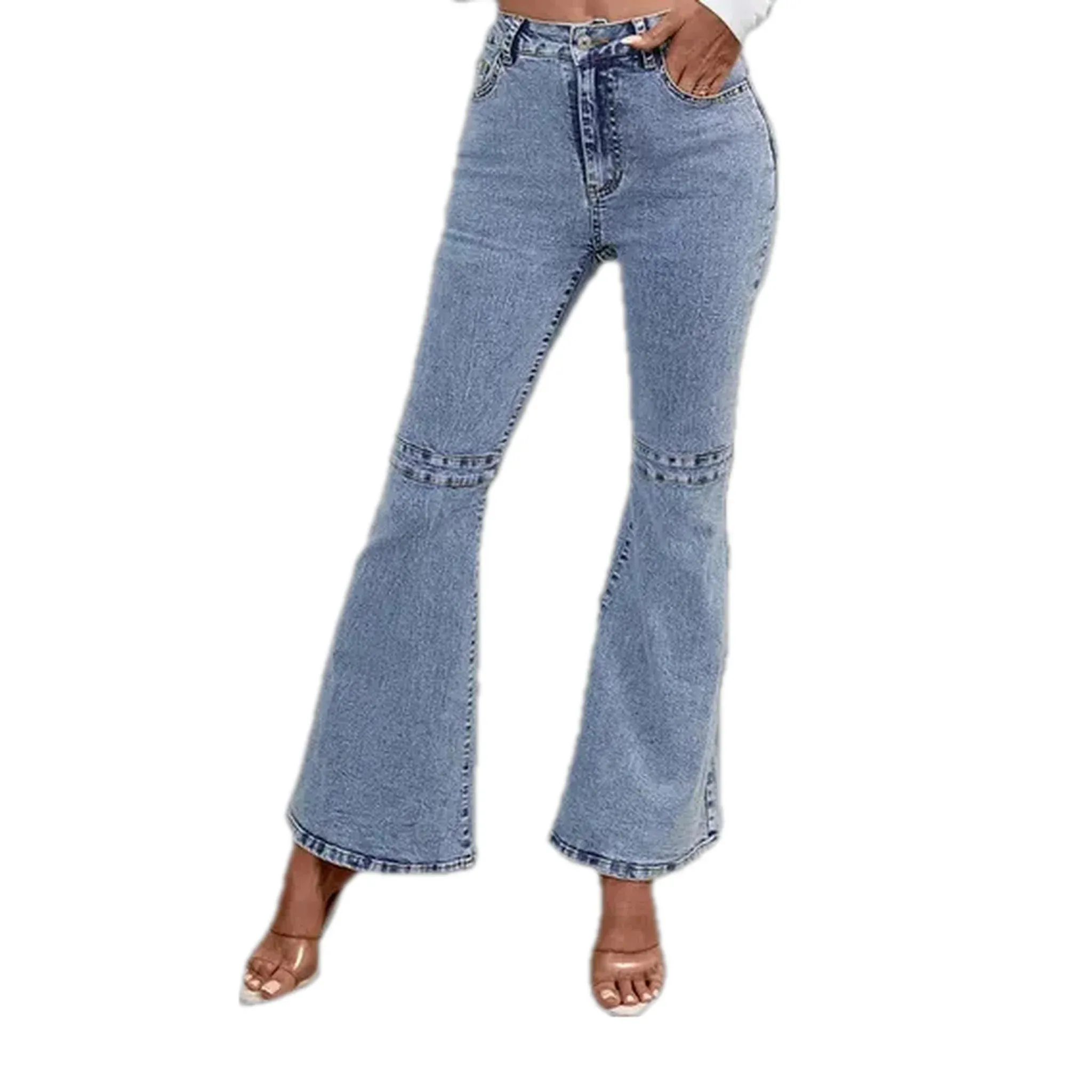 Mid rise light pattern jeans for women