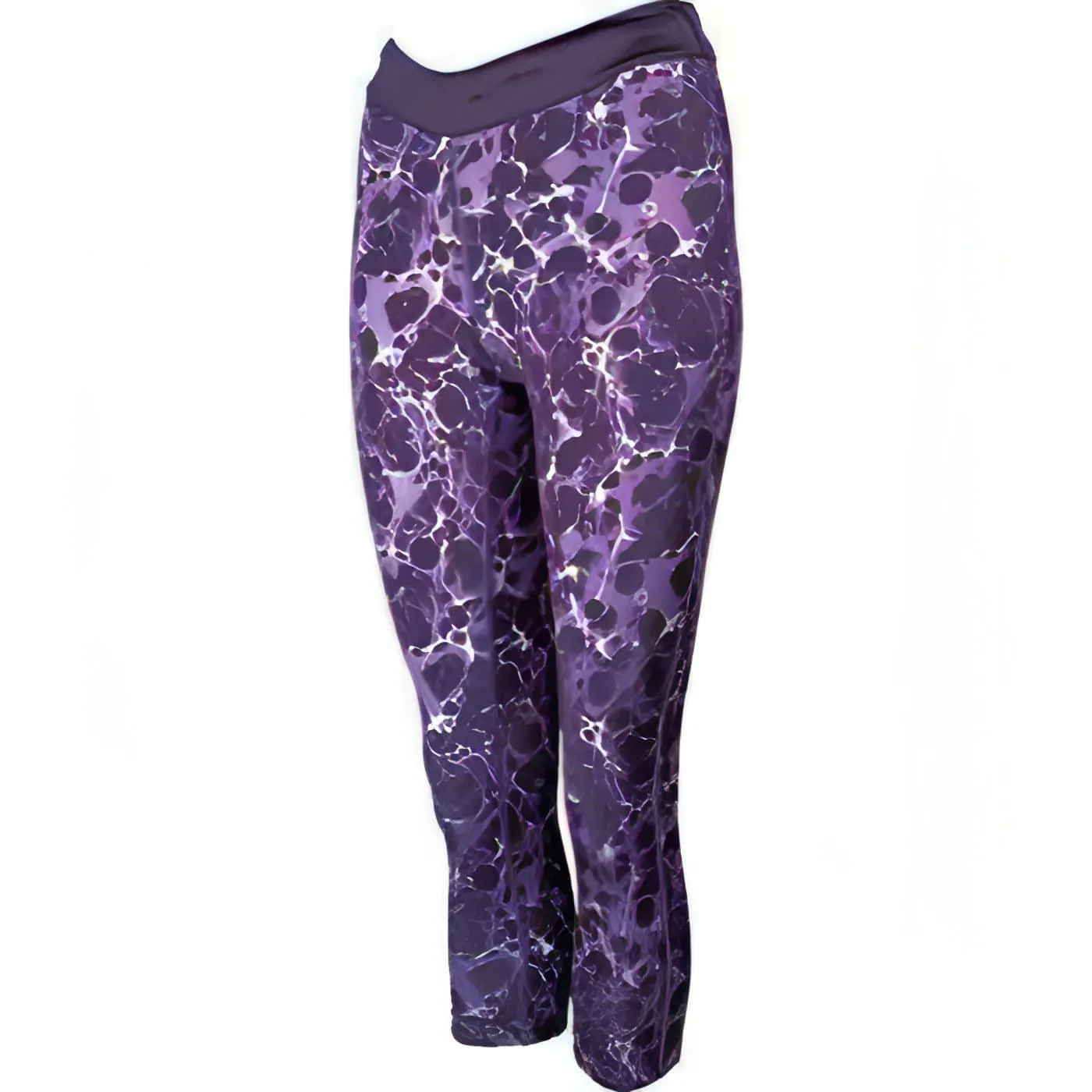 More Mile Printed Capri Womens 3/4 Running Tights - Purple