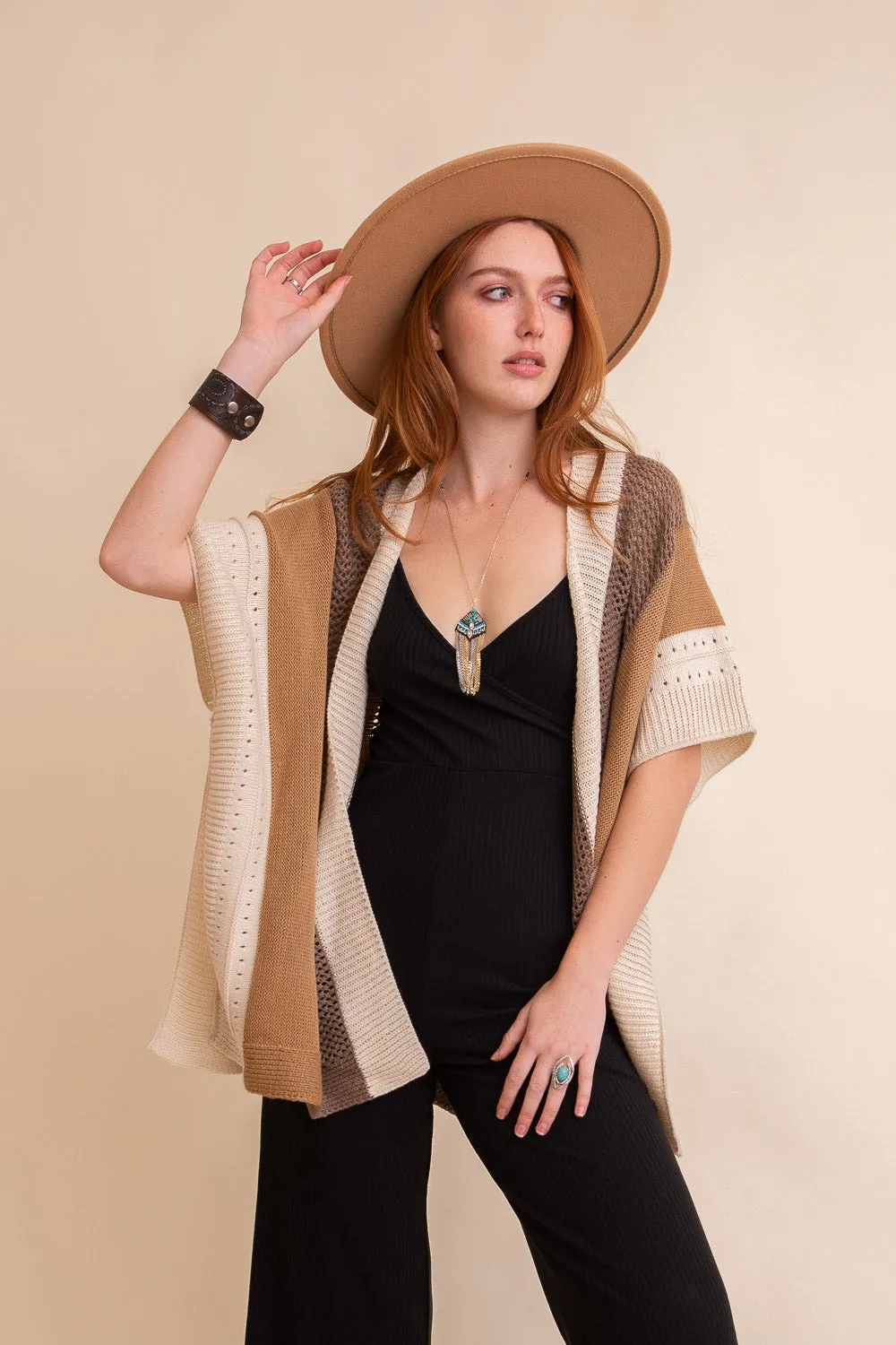 Multi-colored Striped Knit Poncho❤ - 3 colors