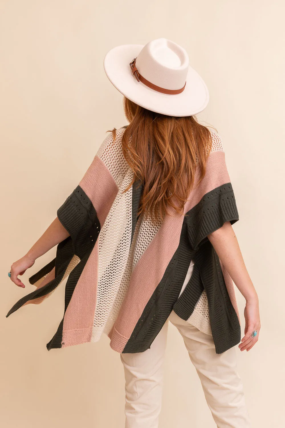 Multi-colored Striped Knit Poncho❤ - 3 colors