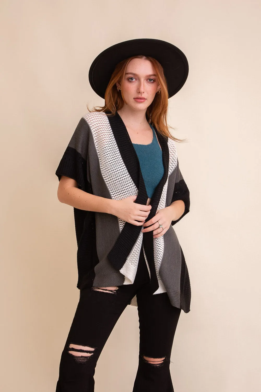 Multi-colored Striped Knit Poncho❤ - 3 colors