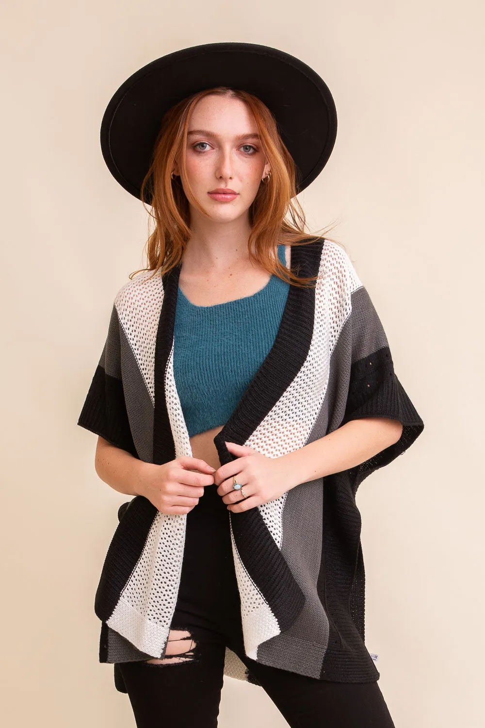 Multi-colored Striped Knit Poncho❤ - 3 colors
