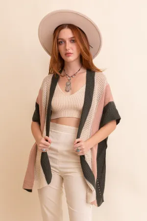 Multi-colored Striped Knit Poncho❤ - 3 colors