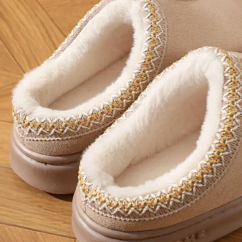 New Fluffy Slippers Women House Flats Fashion Plush Winter Designer Shoes Ladies Home Elegant Casual Footwear Large Size 45