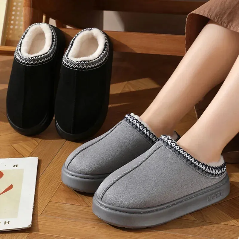 New Fluffy Slippers Women House Flats Fashion Plush Winter Designer Shoes Ladies Home Elegant Casual Footwear Large Size 45