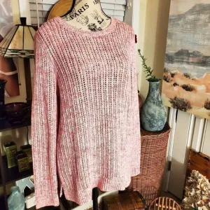 New Talbots Pink Knitted Marble Pattern Pull Over Sweater.