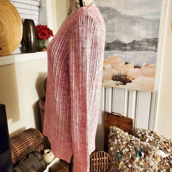 New Talbots Pink Knitted Marble Pattern Pull Over Sweater.
