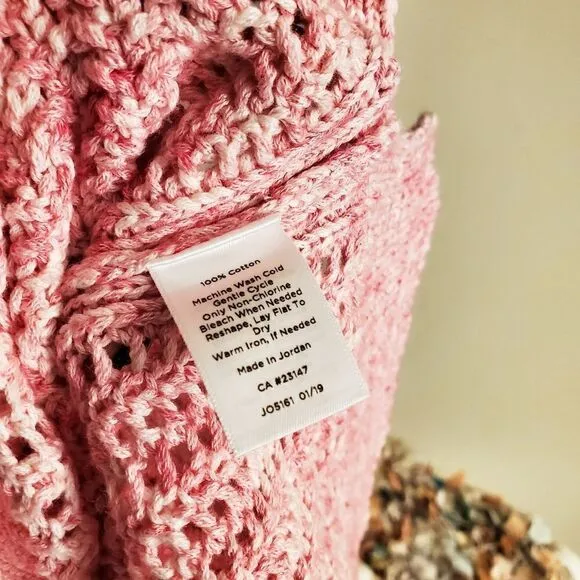 New Talbots Pink Knitted Marble Pattern Pull Over Sweater.