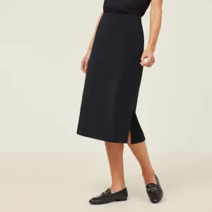 NNT Women's Crepe Stretch Midi A-Line Skirt - Black