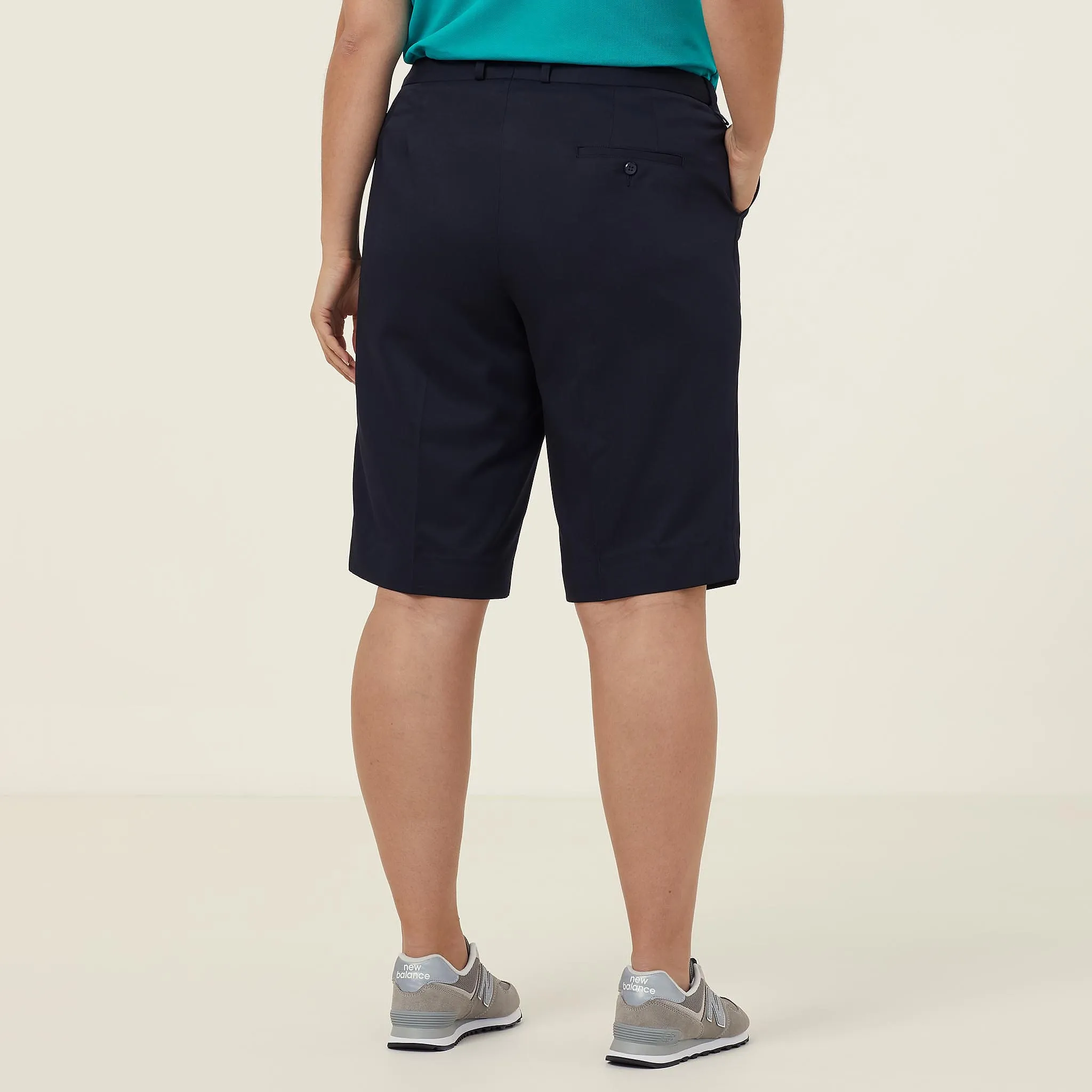 NNT Women's Poly Viscose Gaberdine Secret Waist Shorts - Ink Navy