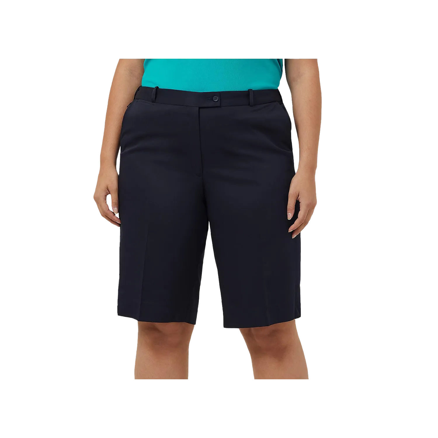NNT Women's Poly Viscose Gaberdine Secret Waist Shorts - Ink Navy