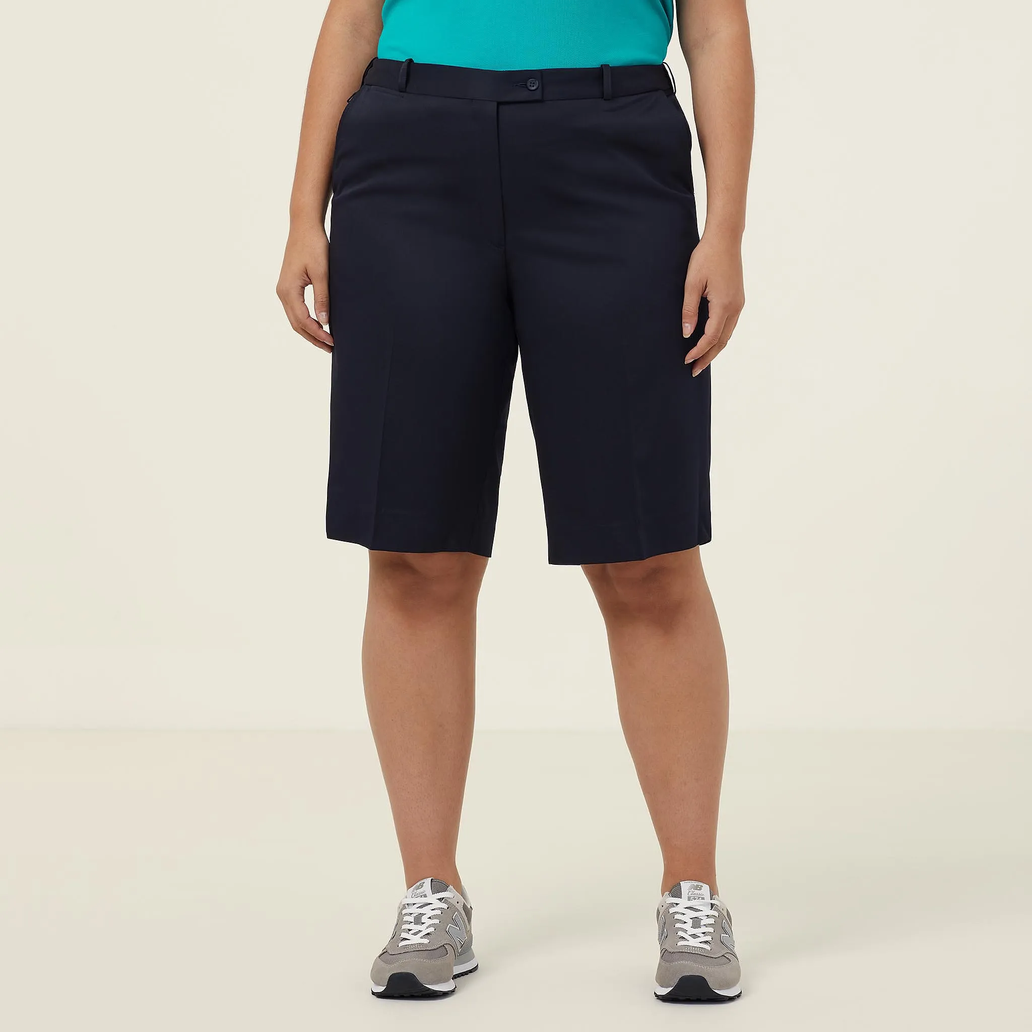NNT Women's Poly Viscose Gaberdine Secret Waist Shorts - Ink Navy