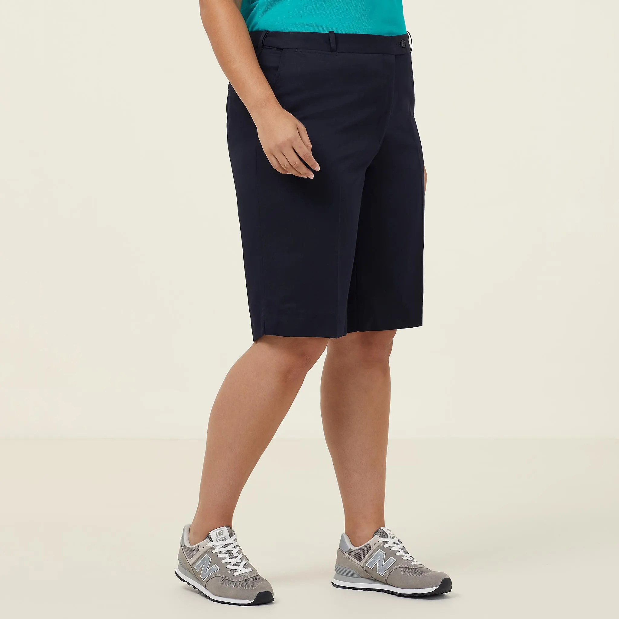 NNT Women's Poly Viscose Gaberdine Secret Waist Shorts - Ink Navy