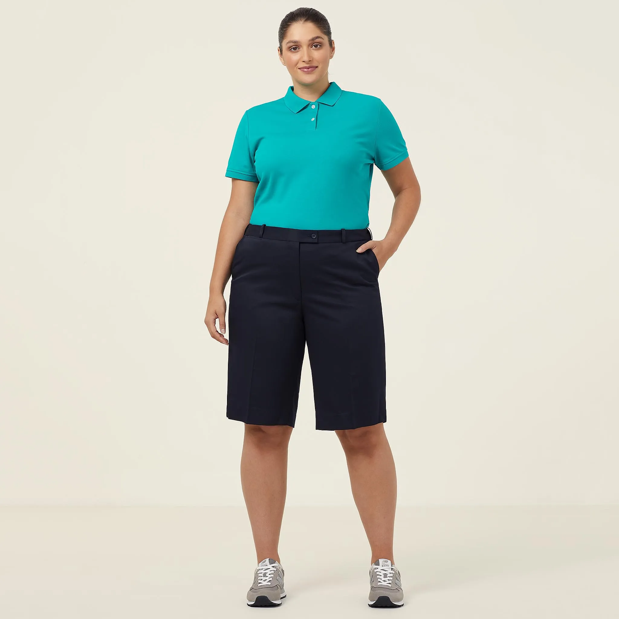 NNT Women's Poly Viscose Gaberdine Secret Waist Shorts - Ink Navy