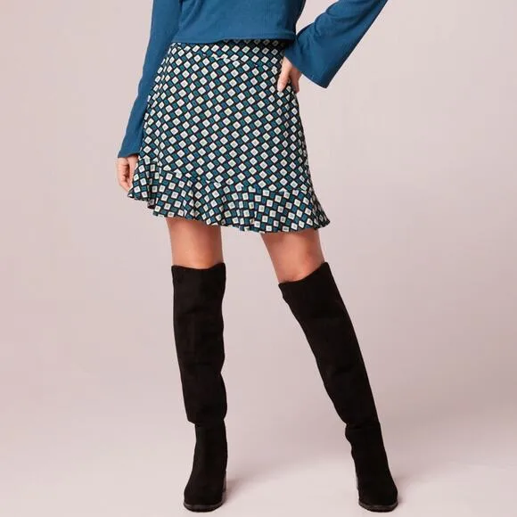 NWT B.O.G. Band of the Free Colette Mini Skirt Sz. M [8-10] Teal Diamond