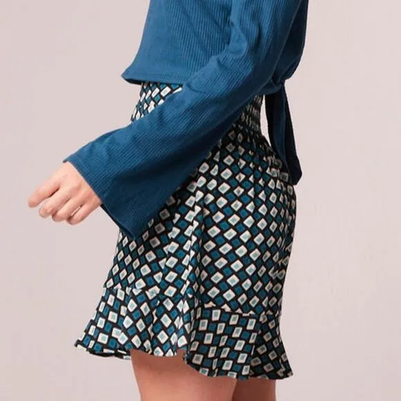 NWT B.O.G. Band of the Free Colette Mini Skirt Sz. M [8-10] Teal Diamond