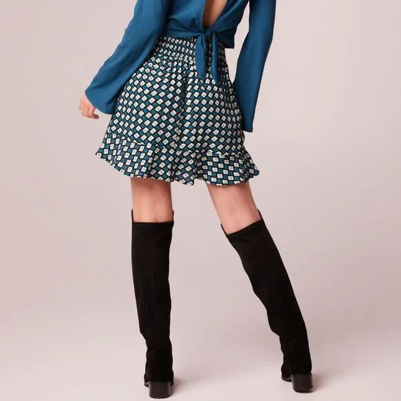NWT B.O.G. Band of the Free Colette Mini Skirt Sz. M [8-10] Teal Diamond