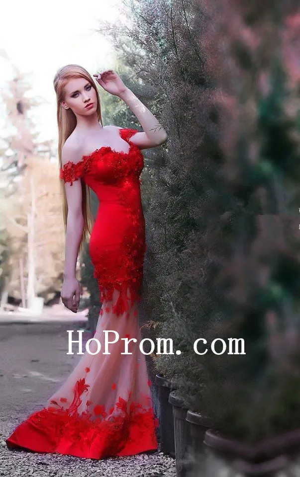 Off Shoulder Prom Dresses,Red Prom Dress,Mermaid Evening Dresses