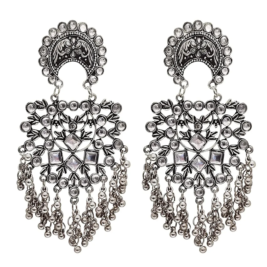 Oxidised Antique Afghani Dangle Earrings