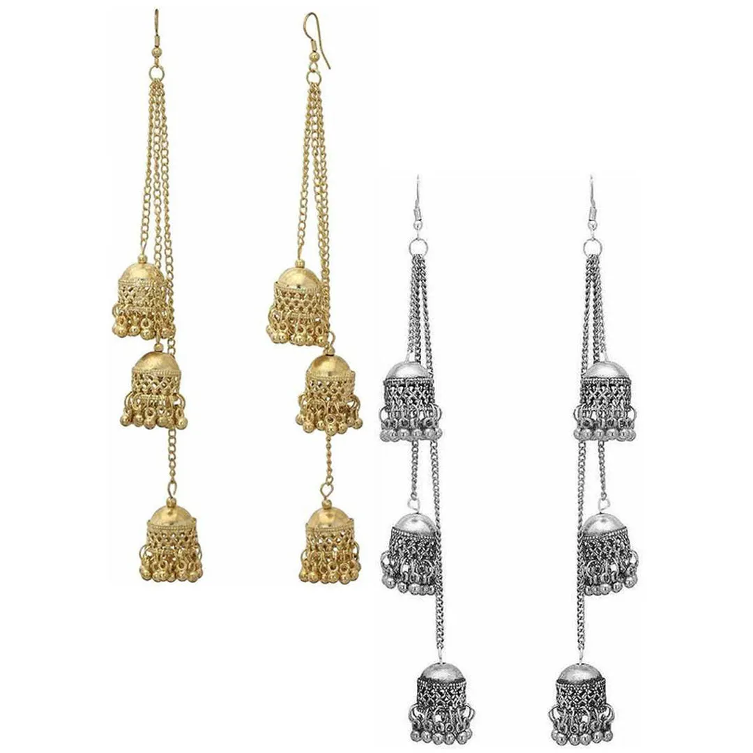 Pack of 2 Golden and Silver Kashmiri Jhumki